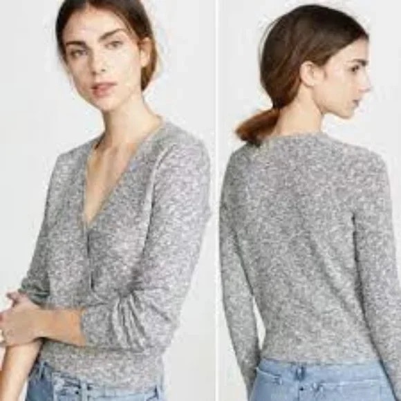 ⭐️ Madewell Wrap Front Heather Gray Ballerina Sweater Size XXS - Picture 4 of 8